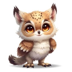 Naklejka premium Adorable Cute Owl Character with Big Eyes - Whimsical Cartoon Animal