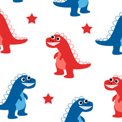 cute t-rex dinosaur seamless pattern cartoon vector design for kids apparel © Rizki
