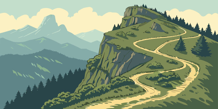 USA, US, U.S, America, United States - Drone shot of winding hiking path through mountains