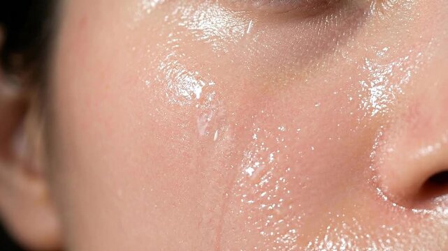 Extreme close up glass skin smooth texture hydrated face glowing complexion healthy moisture natural beauty radiant skincare clear youthful fresh luminous, showcasing hydrated glowing complexion