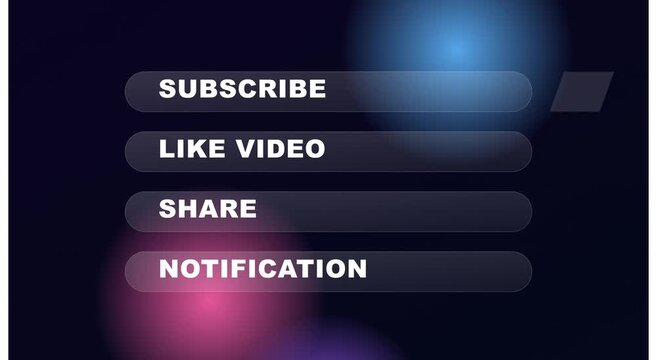 Subscribe like share notification buttons overlay for social media animation