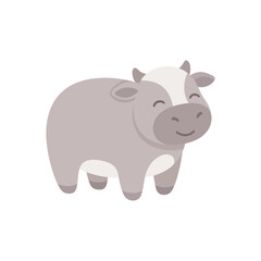 Fototapeta premium Cute kawaii baby cow standing vector illustration