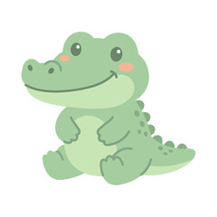 Fototapeta premium Adorable kawaii crocodile laying down vector illustration