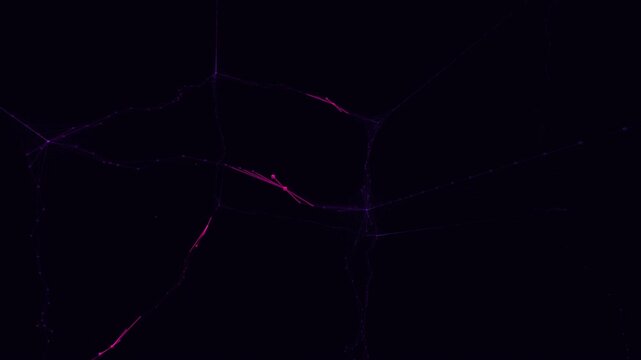 Flawless mathematical seamless loop of a hypercube tesseract. 4K Apple ProRes 422HQ at 30fps. Dark Mode classic plexus background features pulsing clusters. Centered. High-end tech visual.