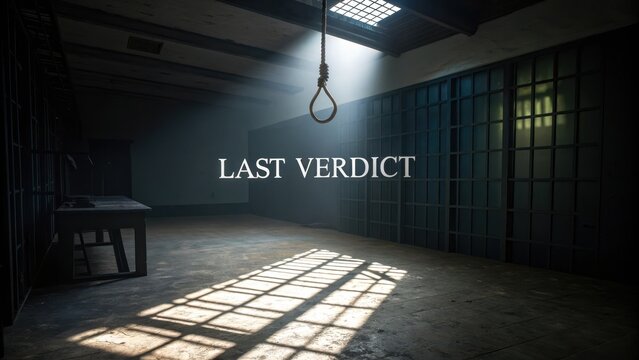 Dark Prison Cell with Hangman's Noose and Rays of Light