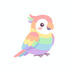 Fototapeta premium Cute kawaii colorful parrot bird vector illustration