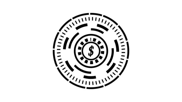 Minimalist hud dollar sign animation, digital finance interface abstract tech motion for financial data and banking concepts