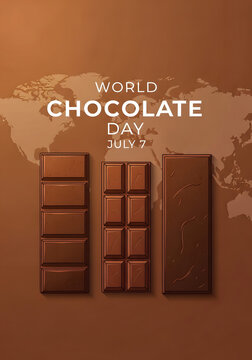 World Chocolate Day chocolate bars on brown background
