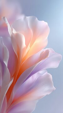 Soft pastel floral abstract mobile background with glowing petals for summer solstice wallpaper and phone lockscreen design