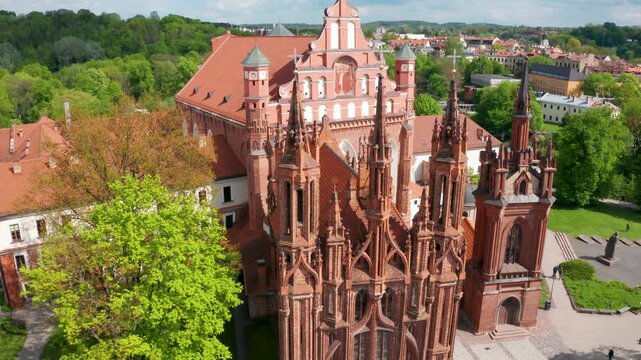 Vilnius, Lithuania - May 20, 2026: Aerial view of St Anne&rsquo;s Church and Bernardine complex .