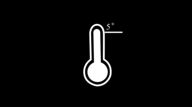Minimalist thermometer animation indicating 5 degrees celsius temperature reading weather