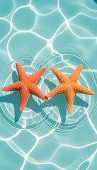 Starfish Swimming in Blue Pool Water Sunlight