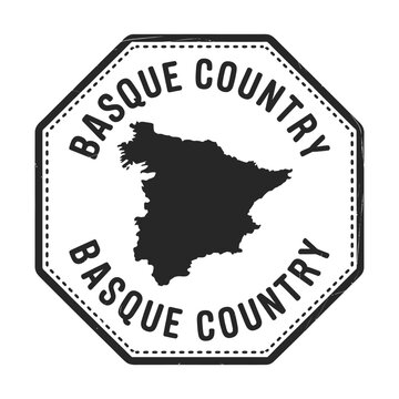 Basque country map silhouette within octagonal frame