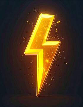 Glowing yellow neon lightning bolt symbol.