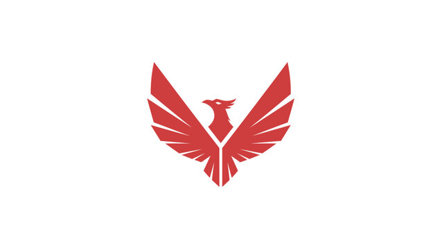 Minimalist Red Phoenix Bird Logo Symbol