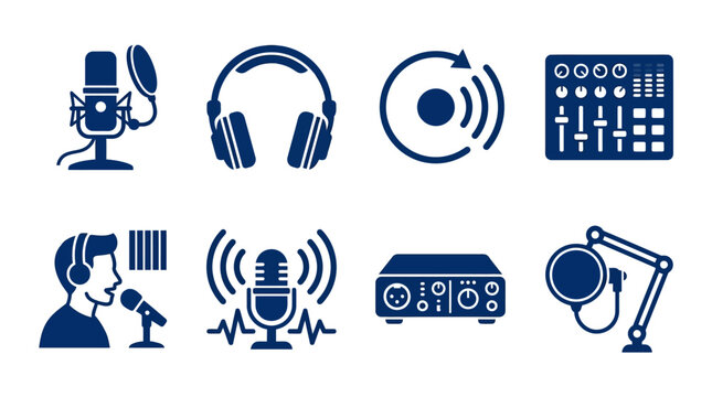 Radio broadcasting equipment and symbols.