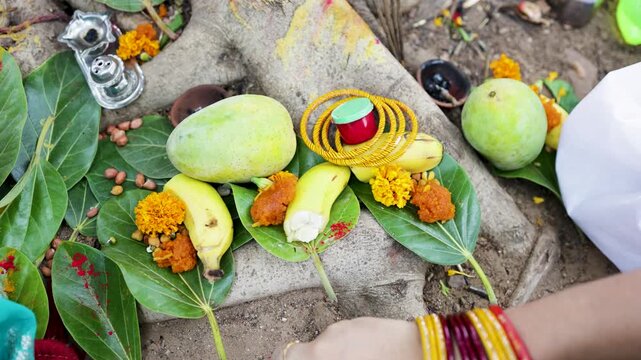 hindu devotional ritual with female hands and sacred ceremonial rituals