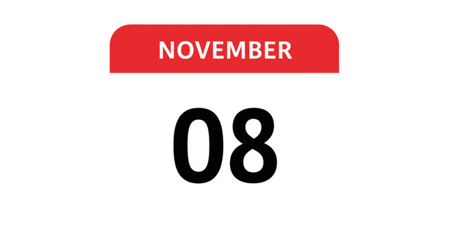 November eighth calendar date number.