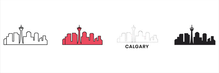 Obraz premium Calgary skyline cityscape in four different styles