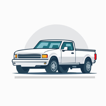White Pickup Truck Illustration