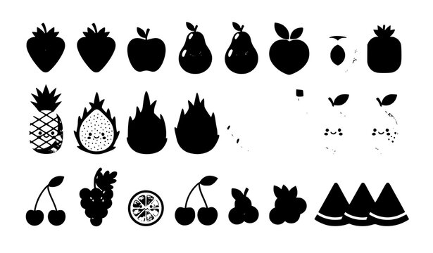 Cute Cartoon Fruit Vector Set with Colorful Tropical and Berry Characters