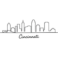 Fototapeta premium cincinnati skyline silhouette in black and white