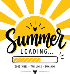 Summer loading typography poster flat vector illustration © VICI