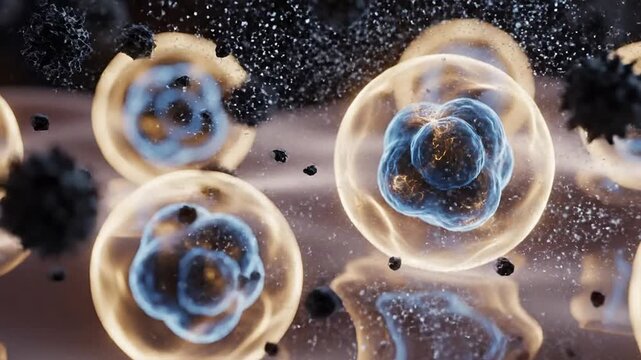Macro CGI Visualization of Antioxidant Molecules Interacting with Cells in a Dynamic Biological Environment