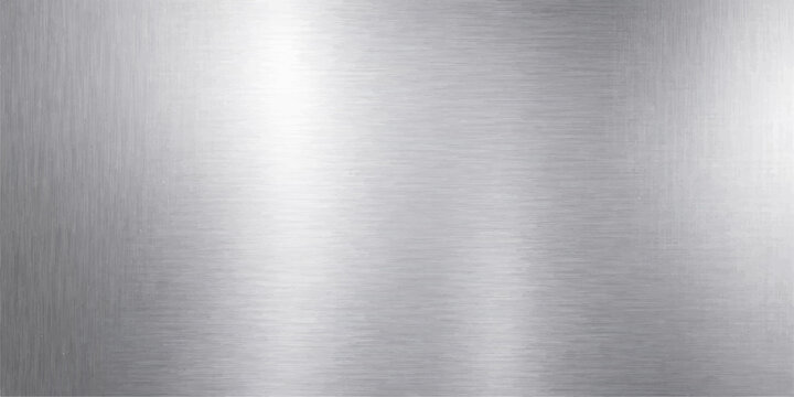 Polished silver brushed metal texture background featuring a shiny stainless steel surface with a grey industrial aluminium plate pattern and metallic titanium sheet reflections