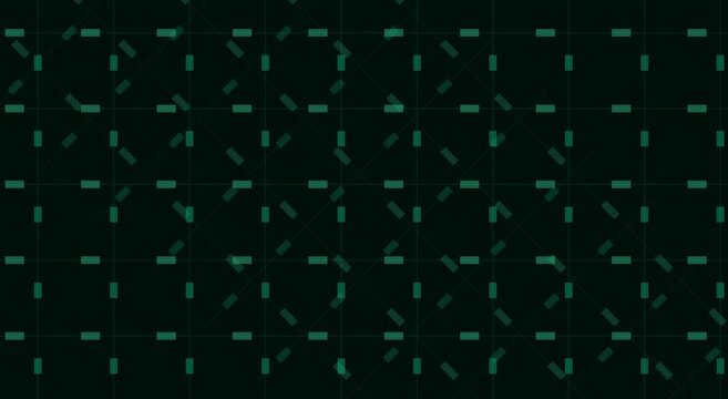 Cyberpunk digital grid background, futuristic green data interface with flickering dash elements, high tech computer screen aesthetic