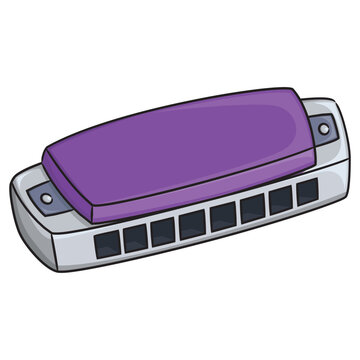 Illustration of a cute purple harmonica.