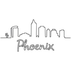 Fototapeta premium phoenix skyline line art with city name