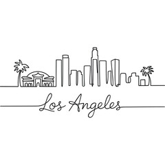 Fototapeta premium los angeles skyline continuous line drawing high quality