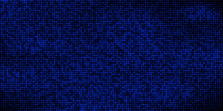 Led screen light background texture with pixel pattern. Digital tv display wall panel in blue, pink and purple gradient. Abstract bright television videowall grid vector design template with circle