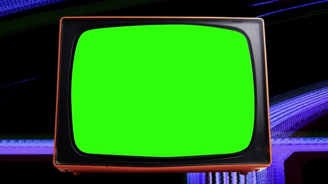 changing retro televisions with green screen on screen