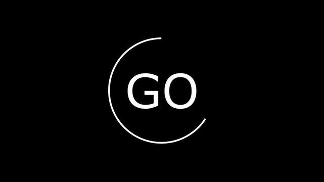 White number one inside incomplete circle on black. Number one symbol for system progress. Digital number one animation for ranking status.