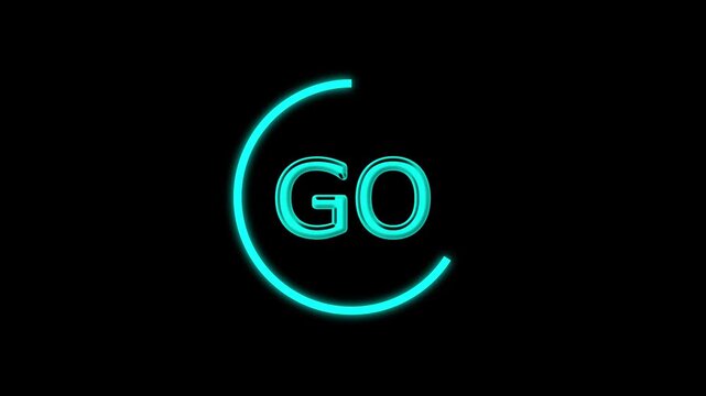 Cyan neon number one inside incomplete circle. Number one symbol for technology progress. Digital number one animation for system ranking.
