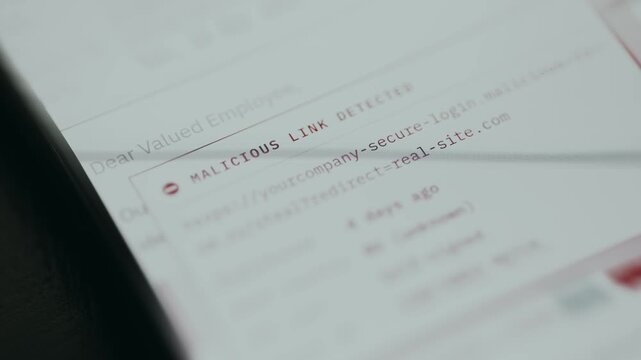 Malicious link detected notification alert