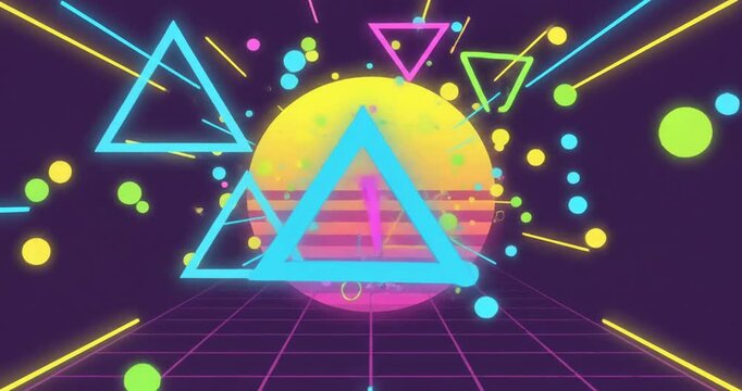 Neon triangles and geometric shapes video.