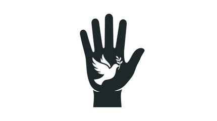Fototapeta premium Human rights hand icon with white dove