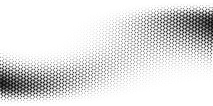Abstract geometric black and white deco art halftone hexagone  and triangle print pattern
