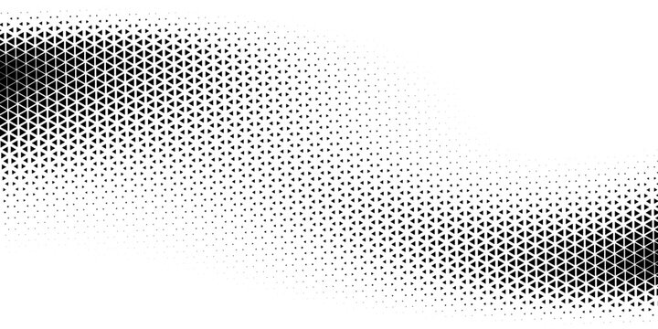 Abstract geometric black and white deco art halftone hexagone  and triangle print pattern