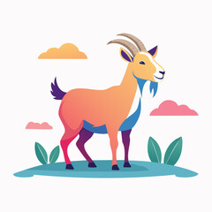 Obraz premium Stylized Illustration of a Goat with Colorful Gradient