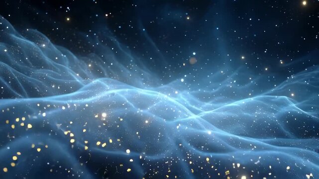 Glowing Blue Nebula in Space.