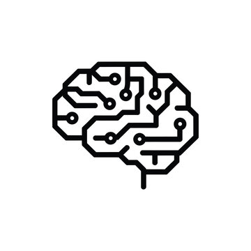 brain circuitry icon in black and white