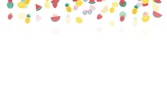 Falling Summer Fruits Animation on Transparent Background 4K