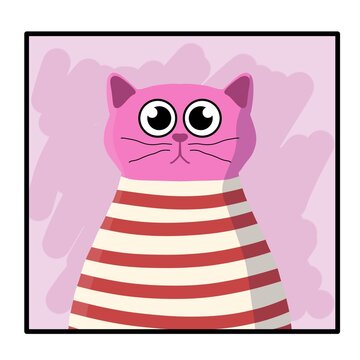 Illustration of a pink cat