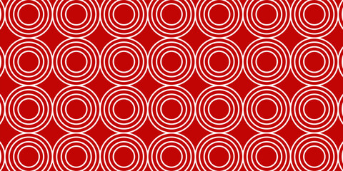 Fototapeta premium Red and White Concentric Circle Seamless Pattern