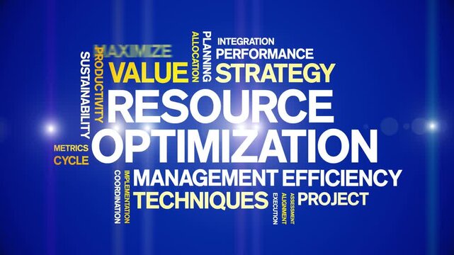 Resource Optimization animated word cloud-text design animation tag kinetic typography seamless loop.