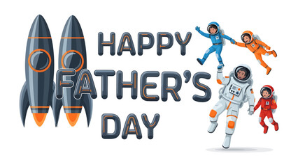 Father's Day in Space: Celebrating fatherhood with an intergalactic theme, this image features cartoon astronauts and rockets, symbolizing adventure and familial connection. © Abdul